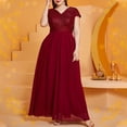 thumbnail image 6 of Chiffon Evening Gowns for Women Formal Plus Size Ruffle Sparkly Sequin Dresses Wedding Guest Prom Maxi Dress Wine, 3XL, 6 of 7