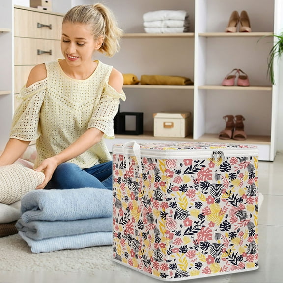 Qocolhg Larger Storage Bag for Clothes, Heavy Duty Moving Boxes with Zippers Top and Sturdy Handles, Comforter Storage Bag Folding Organizer Bag for Comforters, Pillows, Blankets, Quilt, Orange