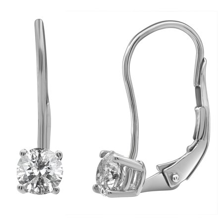 14k White Gold Real Diamond Solitaire Leverback Earrings 0 25ct 14k White Gold Real Diamond Solitaire Leverback Earrings 0 25ct