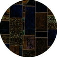 thumbnail image 1 of Ahgly Company Machine Washable Indoor Round Patchwork Turquoise Blue Transitional Area Rugs, 7' Round, 1 of 4