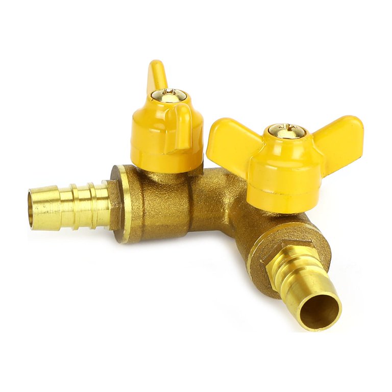 Sashow 3/8" Hose Barb Ball Valve - Y-Shaped 3-Way Connector, Brass Fitting (Barb OD 10-11mm)