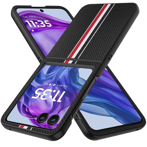 XPM for Motorola Razr PLUS 2025 /2024 Phone Case, Velvet Fabric Vegan Leather Flip Shock Protection Premium Grip Soft Touch Durable Finish Cover for Razr PLUS (2025 /2024) (Black)