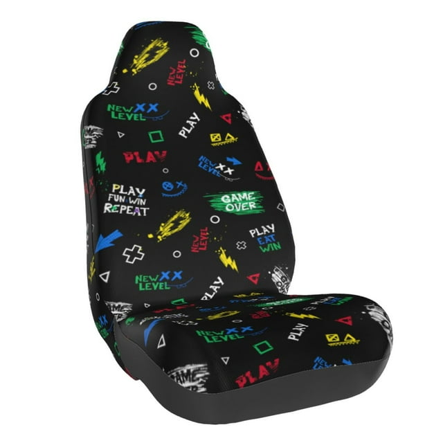 Wukai Gamepads Full Set Car Seat Covers with Soft Padding Universal Auto Front Seats Protector and Cushion Mat