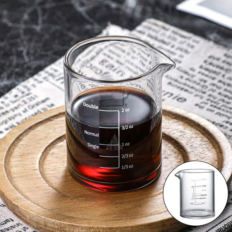 Clear Glass Espresso Liquid Glass Measuring Cup Glass Heavy Square for  Measurement 3.38100ML