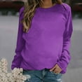 thumbnail image 2 of BLVB Womens Crew Neck Solid Sweatshirts Tops Long Sleeve Casual Pullover Cute Lightweight Loose Tops Trendy Clothes Purple, 2 of 4