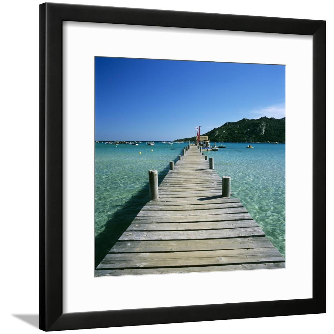 Pier And Bay Plage De Santa Giulia South East Corsica Corsica France Mediterranean Europe Framed Print Wall Art By Stuart Black