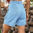 thumbnail image 6 of Cargo Denim Shorts for Women High Waisted Relaxed Fit Jorts Casual Trendy Summer Hot Pants with Pockets, 6 of 7