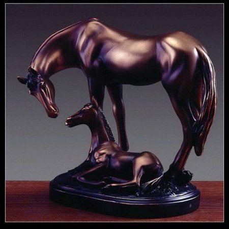 - Bronze Equestrian Mom & Baby Foal Horse Sculpture Statue Figurine 6'w X 7'h