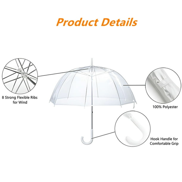 Lot De 4 Parapluies Transparents Enfants - Dôme Bulle - Cadeau Anniversaire