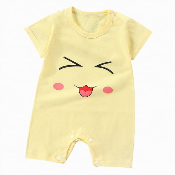 JUMEYU Unisex Newborn Baby Clothes Unisex-Baby Sleeveless and Short-Sleeve Romper 0 3 6 9 12 18 24 Months (Light Yellow,0-6 Months)