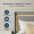 thumbnail image 3 of Bed Frame with Wingback Storage Headboard and 4 Storage Drawers, Upholstered Platform Beds with  LED Lights, No Box Spring Needed/Noise-Free, 3 of 7