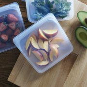 Stasher Premium Food-Grade Silicone Reusable Food Storage Container, Holds 28 oz, Leak Free Pinch Loc Seal, Clear, 1 Sandwich Bag