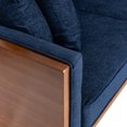 thumbnail image 6 of Noble House Beeson Fabric Tufted Loveseat with Accent Pillows, Navy Blue and Dark Walnut, 6 of 8