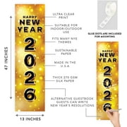 Koyal Wholesale 47x13 Happy New Year Banner Vertical Hollywood Glam New Year Décor