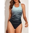 thumbnail image 3 of Eytino Swimsuit One Piece Swimsuits for Womens Crisscross Back Padded Bathing Suits Tummy Control Swimwear Athletic Color Block Sports Training Slimming Swimming Suits Gray, 3 of 6