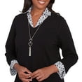 thumbnail image 4 of Alfred Dunner Womens Petite Heart Woven Trim Two In One Sweater, 4 of 4