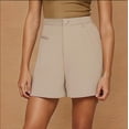 thumbnail image 2 of LOVZFMLL Bermuda Shorts for Women Dressy Casual Summer Work Suit Shorts Pleated Loose Fit Solid Dress Shorts with Pockets Khaki L, 2 of 5