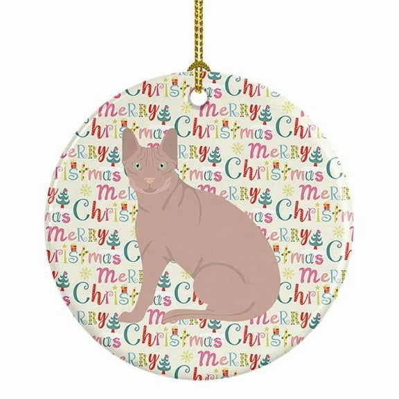 Don Sphynx Cat Christmas Ceramic Ornament 2.8 in x 2.8 in