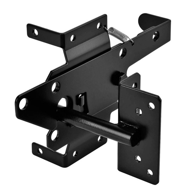 Nidaye Pestillo De Puerta Autoblocante - Palanca De Gravedad Automática De Montaje En Poste Pestillos De Puerta De Cerca De Madera Con Sujetadores/Pestillo De Puerta De Acero Con Acabado Negro Para As