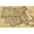 thumbnail image 2 of Vintage Maps 18x13 Black Ornate Wood Framed with Double Matting Museum Art Print Titled - Railroad and township map of Massachusetts 1879, 2 of 4