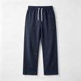 thumbnail image 6 of LMOIPLI Men's Basic Straight Casual Pants Elastic Drawstring Waist Stretch Soft Wrinkle Proof Daily Trousers with Side Pockets Navy M, 6 of 7