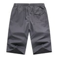 thumbnail image 3 of MIUOWANP Oversize Men's Cotton Drawstring Elastic Waist Shorts with Pocket Solid Color Relaxed Fit Wide Leg Shorts Size XXXL(8)Dark Gray, 3 of 5