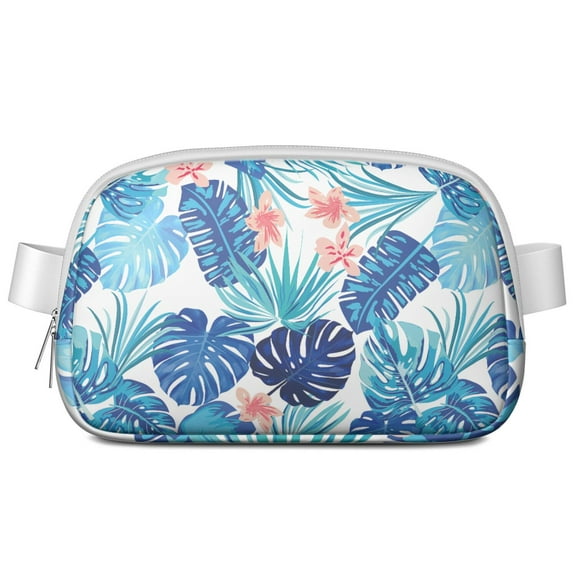 Leafy Green Palm Print Fanny Pack – Botanical Waist Bag with Hawaiian Floral Style