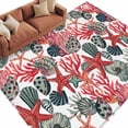 thumbnail image 2 of Summer Marine Life Washable Living Room Rugs 6'x9', Watercolor Starfish Coral Shell Low Pile Throw Large Area Rug Non-Slip Sturdy Edge Binding Carpet for Dining Room Kitchen Office, 2 of 9