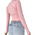 thumbnail image 5 of xiaxaixu Women's Spring Autumn Crop Tops Solid Color Long Sleeve Square Neck Slim T-shirt, 5 of 5