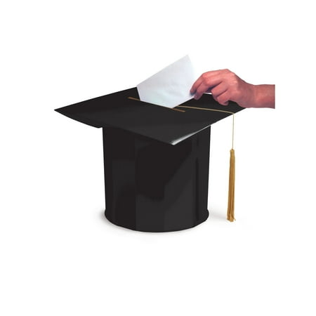 Party Central Pack of 6 Black Mortar Board Cap Hat Shaped Graduation Day Party Card Boxes 12"