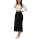 thumbnail image 2 of Faldas midi clásicas elásticas de cintura alta con abertura para mujeres INSPIRE CHIC XL negras, 2 of 6