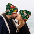 thumbnail image 5 of Yiaed Vintage Santa Skiing Green Plaid Print Winter Beanie for Men Women, Fleece Lined Beanie Soft Warm Knit Hat Ski Stocking Cuffed Ca, 5 of 6