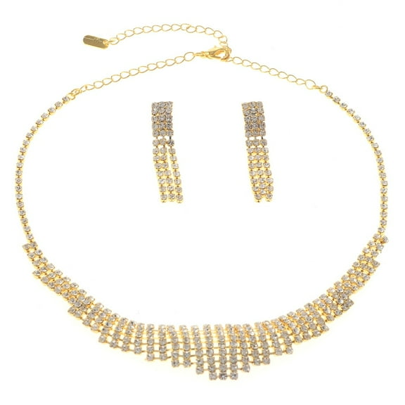 Rhinestone Necklace Earring Set
