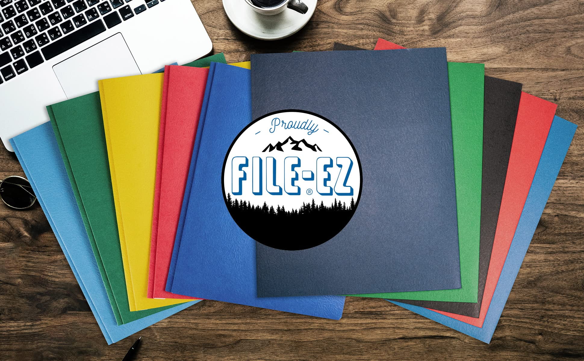 FILE-EZ Two-Pocket Folders, Black, 25-Pack, Textured Paper, Letter Size (EZ-52505)