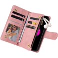 thumbnail image 5 of Wallet Case for iPhone 7 Plus iPhone 8 Plus, Premium Vintage PU Leather Magnetic Closure Handbag Zipper Pocket Case Kickstand Card Holder Slots with Wrist Strap Shockproof Flip Case - Pink, 5 of 16