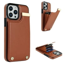 for iPhone 16 Pro Case with Card Holder, RFID Blocking, Kickstand, Premium PU Leather Shockproof Protective Back Folded Magnetic Clasp Cover Phone Case For iPhone 16 Pro,Brown