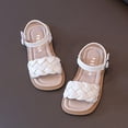 thumbnail image 6 of kpoplk Girls Sandals Cute Open Toe Summer Flat Sandals Dress Sandals for Little Big Kids(Beige,12), 6 of 6