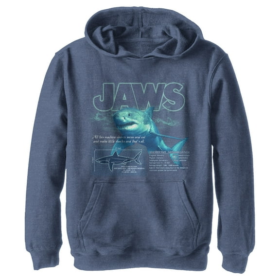 Boy's Jaws Shark Blueprint Pull Over Hoodie