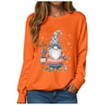thumbnail image 4 of larppty Cute Gnomes Print Sweatshirt for Women Fall Christmas Graphic Party Crewneck Tops （Orange, XXL）, 4 of 5