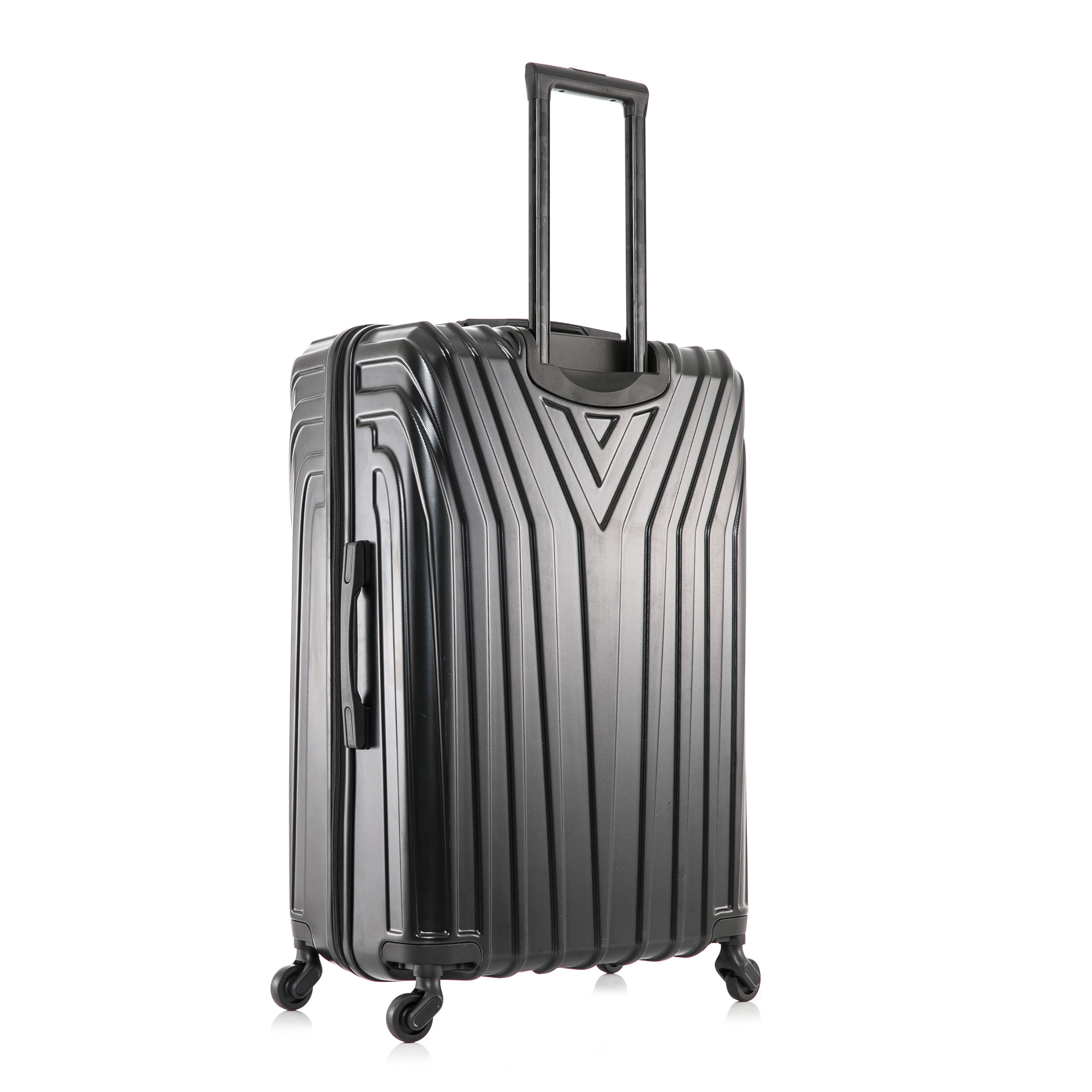 InUSA Vasty 3-Piece Hardside Luggage Sets with Spinner Wheels, Handle, and Trolley, (20"/24"/28"), Black