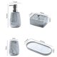 thumbnail image 2 of Juego de 4 artículos de tocador for baño. Incluye: dispensador de jabón y loción, vasos for enjuague bucal, caja for hisopos de algodón y bandeja., 2 of 8