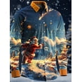 thumbnail image 5 of Camisa informal artística de Papá Noel para hombre, de manga larga, con botones, para fiestas, noches, uso diario, con estampado 3D, cuello de poliéster, 5 of 5