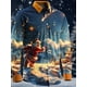 thumbnail image 4 of Camisa informal artística de Papá Noel para hombre, de manga larga, con botones, para fiestas, noches, uso diario, con estampado 3D, cuello de poliéster, 4 of 4