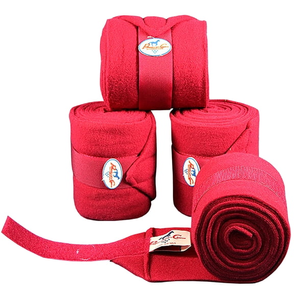 Crimson Red Professional Choice Tack Horse Leg Pile Fleece Polo Wrap Set Of 4