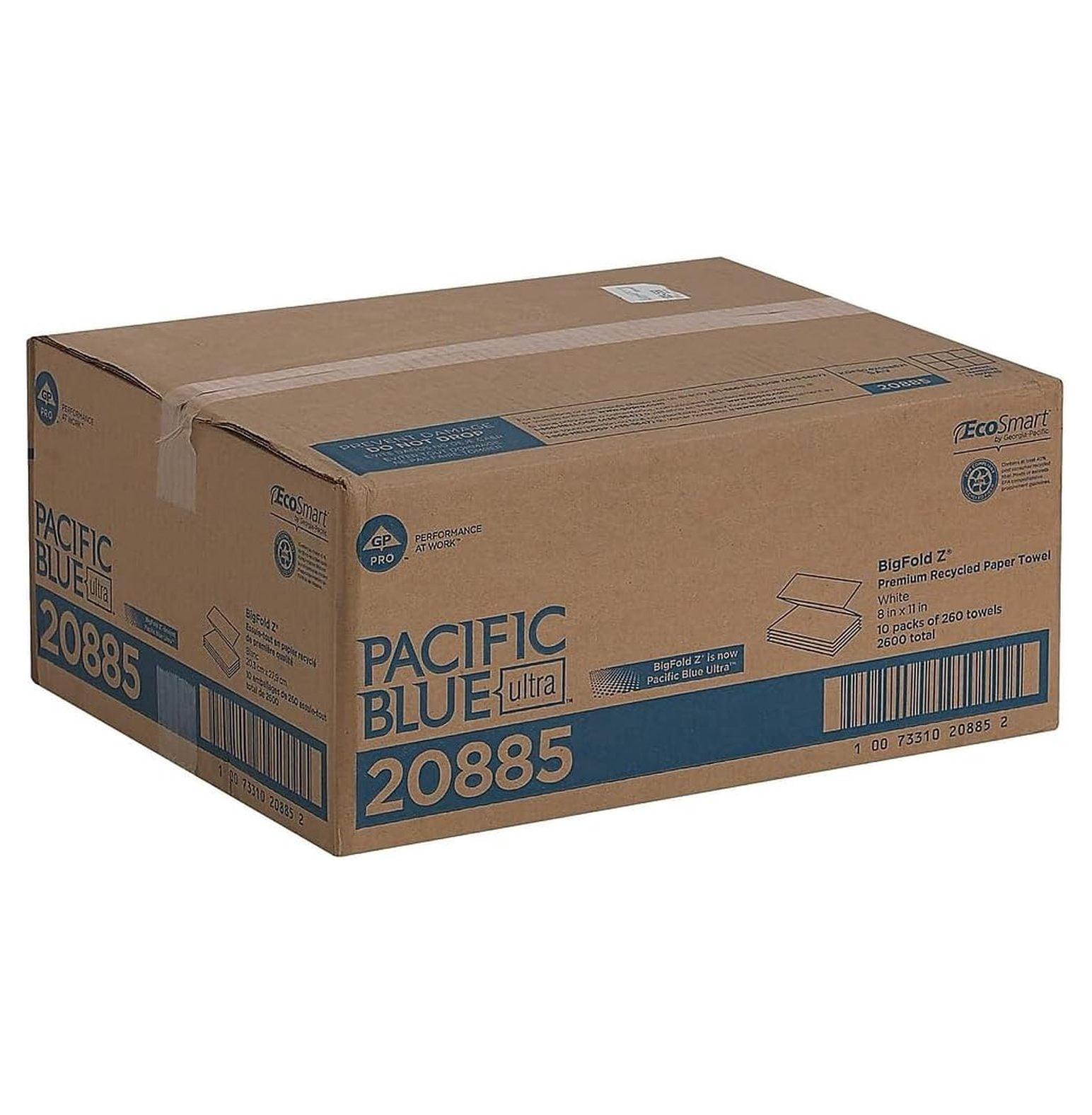Z-Fold Multifold Paper Towels, 1-Ply, 260 Sheets/Pack, 10 Packs/Carton (20885)