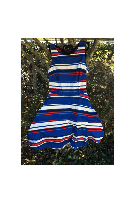 $130 Tommy Hilfiger Women's Striped Cotton A Line  Dress Size: 12