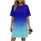 thumbnail image 1 of Mujeres Manga Corta Tops Impresión Casual Cuello Redondo Vendaje Vestido Falda de las Señoras, Vestido de Manga Corta para las Mujeres Primavera Verano Uso Diario, 1 of 6
