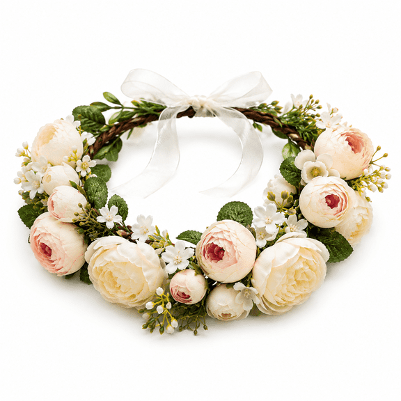 Flower Crowns for Women Wonderful Green Leaf Floral Crown Eucalyptus Flower Women Girls Headband Flower (Champagne)