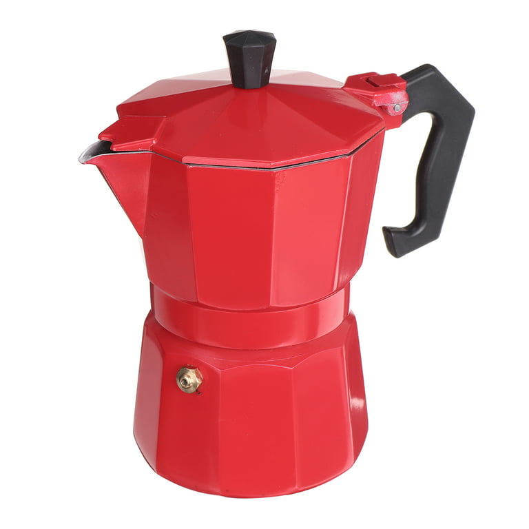 150/300ml Stovetop Coffee Maker Pot3/6 Cups Italian Coffee Espresso Percolators Kettle Christmas Gift, Size: 150 mL, Red