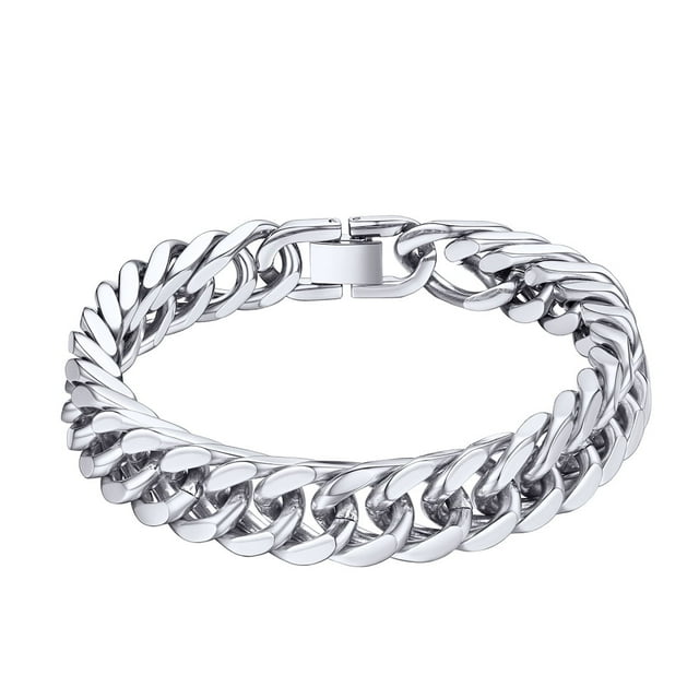 Pulsera de cadenas cubanas PROSTEEL de plata para hombre 17 mm acero inoxidable 19cm/7.5